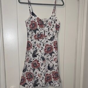 LOFT Floral Mini Dress - White, Red, Black NWT